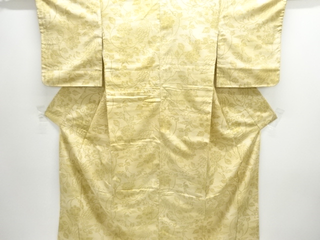 JAPANESE KIMONO / ANTIQUE KIMONO / SILK / TSUMUGI / FLORAL ARABESQUE